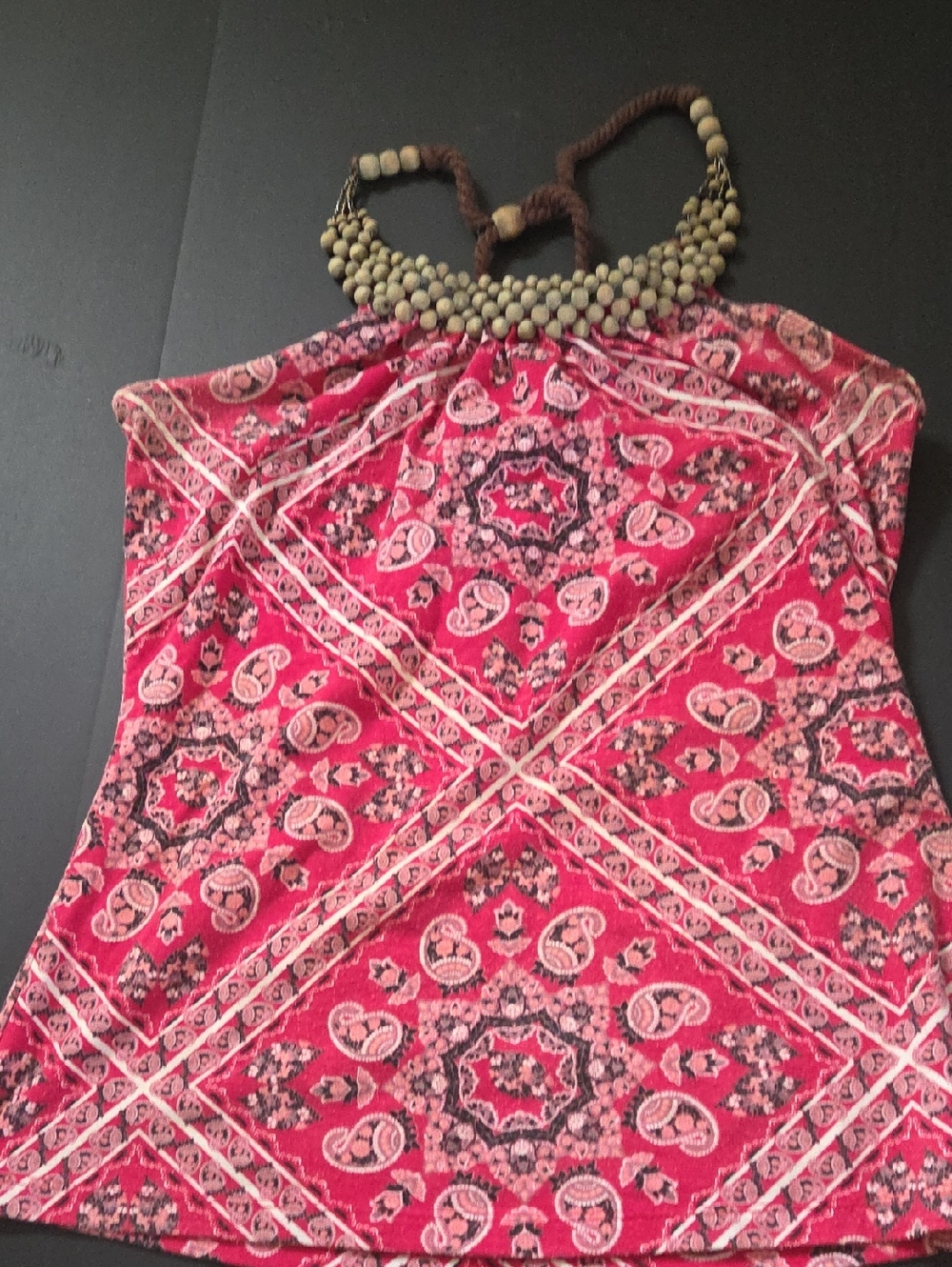 Pink Bandana Print Strapless Top